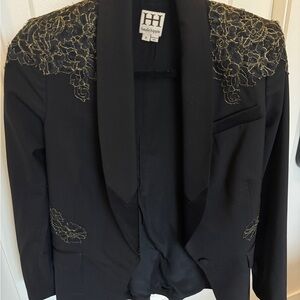 Haute Hippie Black Blazer with Gold Embroidery